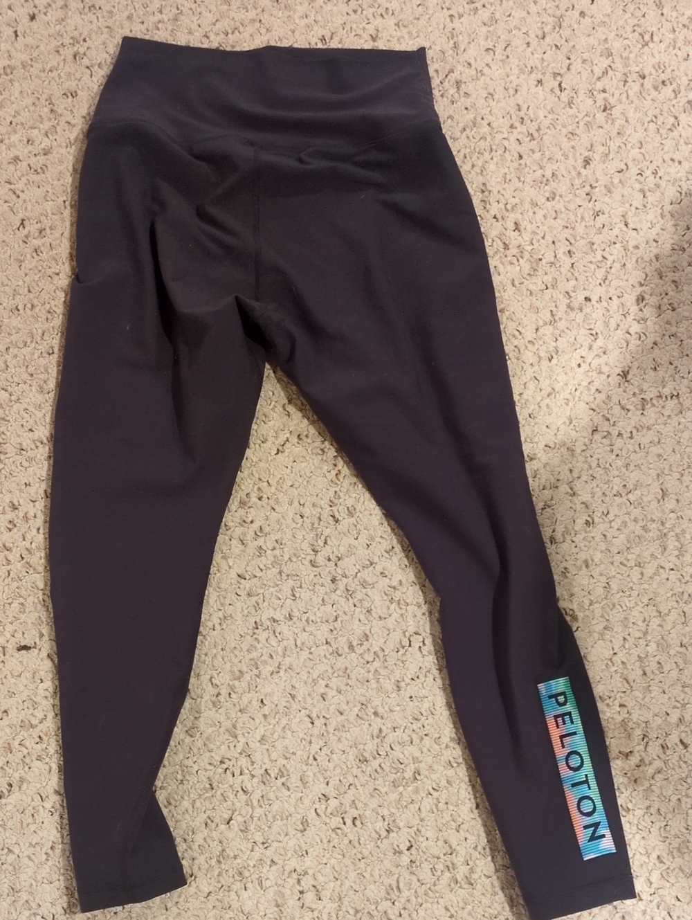 Peloton Women's Black High-Rise Leggings with Multicolor Logo Panel